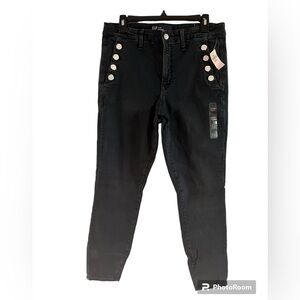 Gap High Waist Black Jeans‎ Button Up